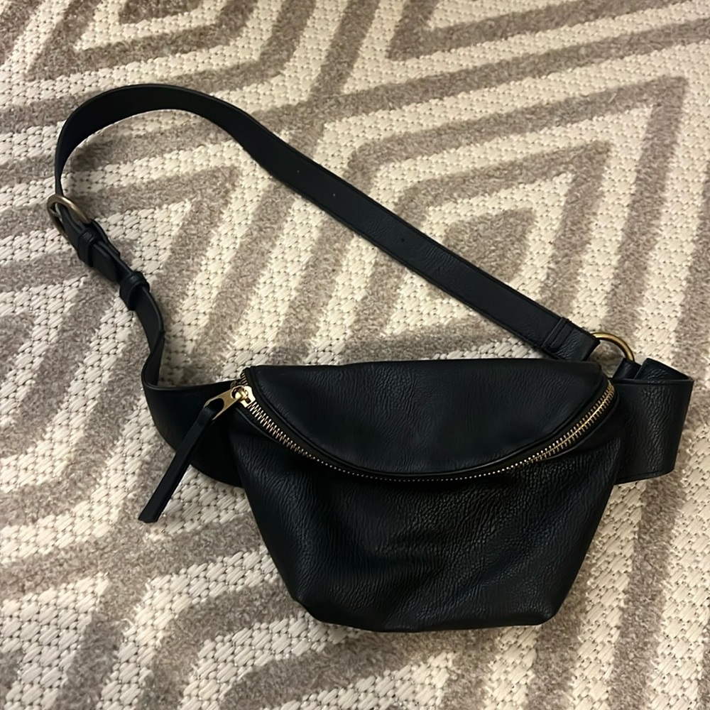 Black faux leather Fanny/cross body